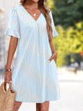 Regular Fit Casual V Neck Dress With No