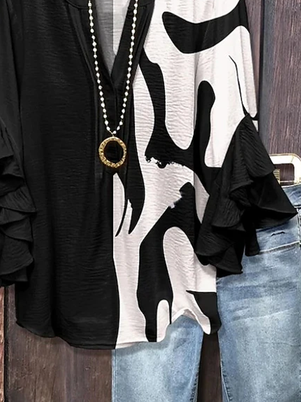 Women's Half Sleeve Shirt Summer Black Abstract Printing V Neck Daily Going Out Casual Top