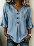Geometric Vintage V Neck Blouse