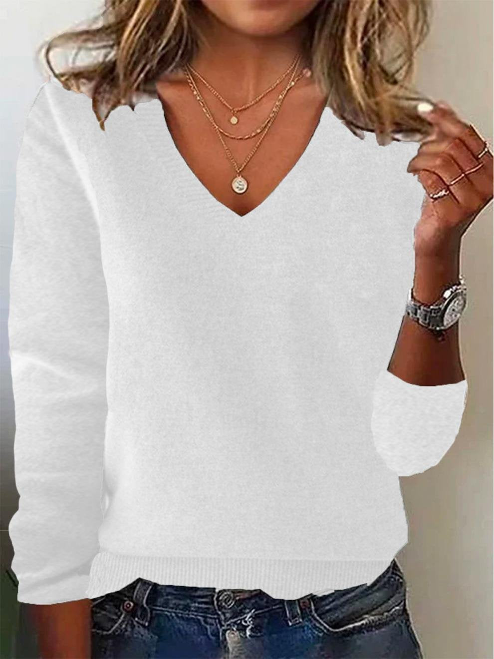 Wool-Blend Regular Fit Vintage Plain Sweater