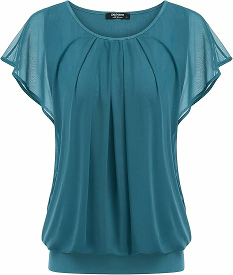 Elegant Round Neck Short Sleeve Ruffle Pleat Loose Summer Going Out Daily Casual Top