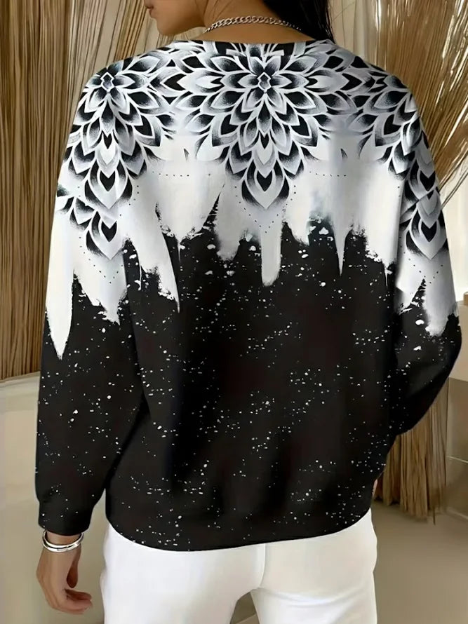 Loose Abstract Casual Printing Sweatshirt