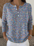 Crew Neck Floral Casual Loose Sweater