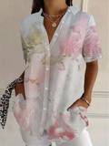 Women's Short Sleeve Shirt Summer As Picture Abstract Printing Shirt Collar Daily Going Out Casual Top
