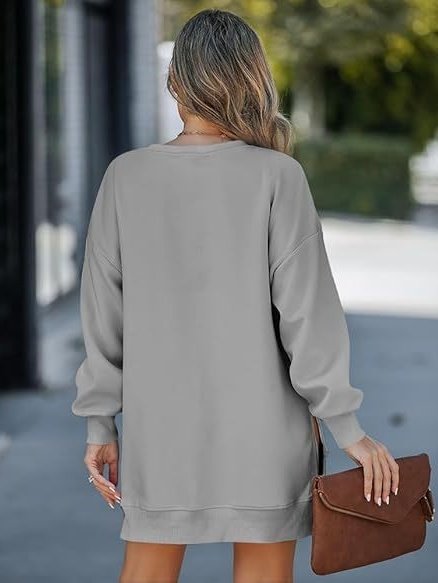 Crew Neck Split Joint Plain Lady Romance Sweatshirt