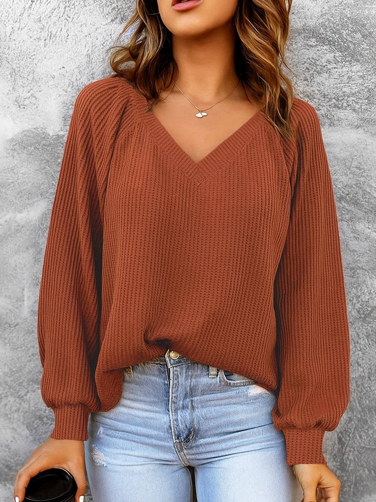 Split Joint Simple Ribbed Sweatshirt