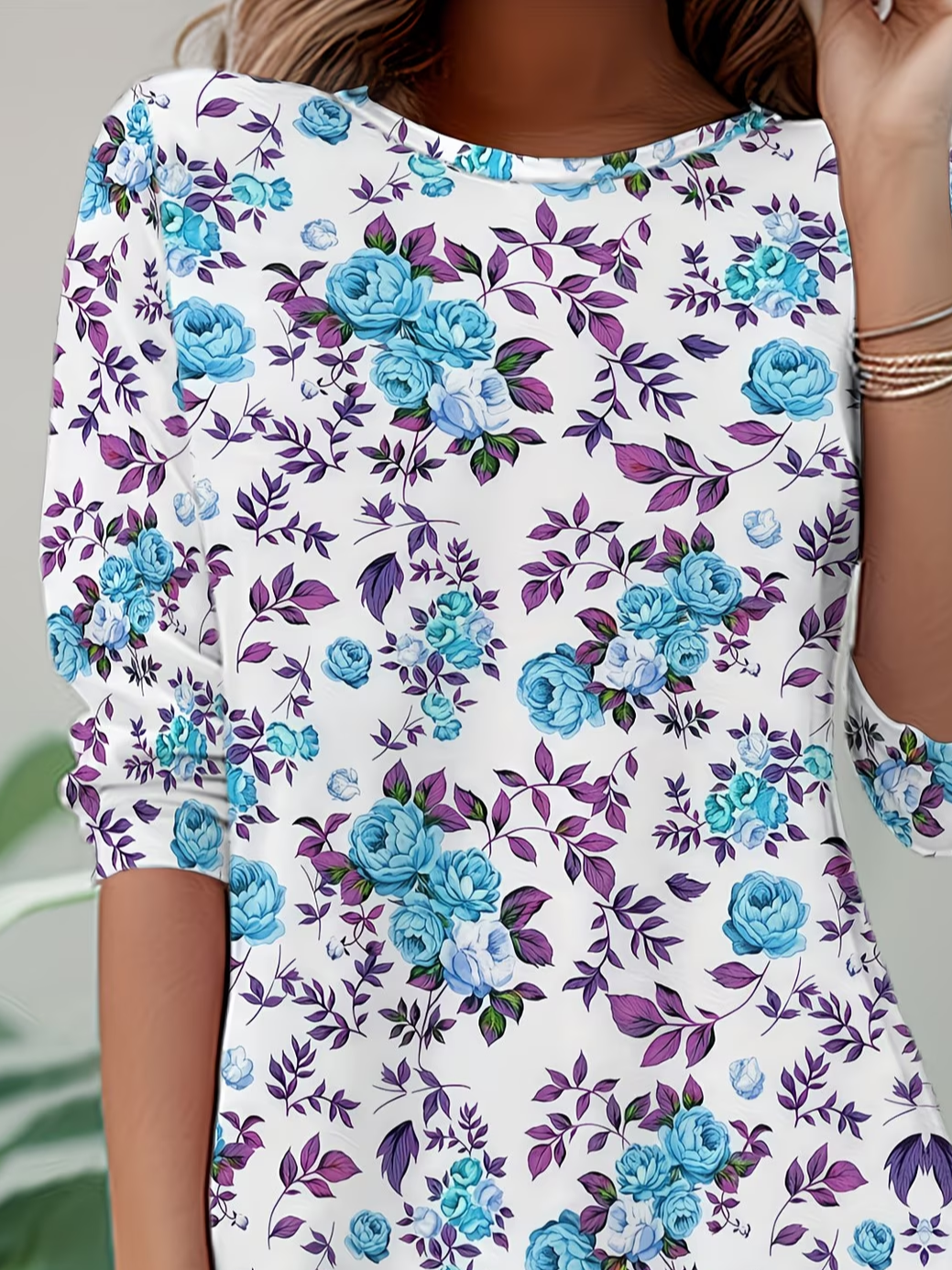 Women's Long Sleeve T-shirt Spring/Fall White Floral Jersey Crew Neck Daily Going Out Casual Top