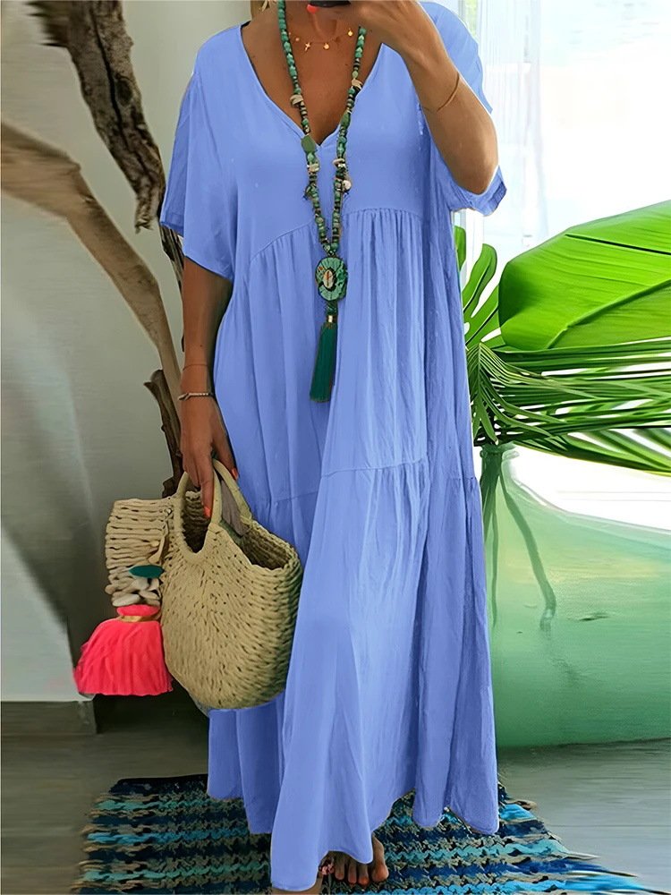 Casual Cotton-Blend Dress With No