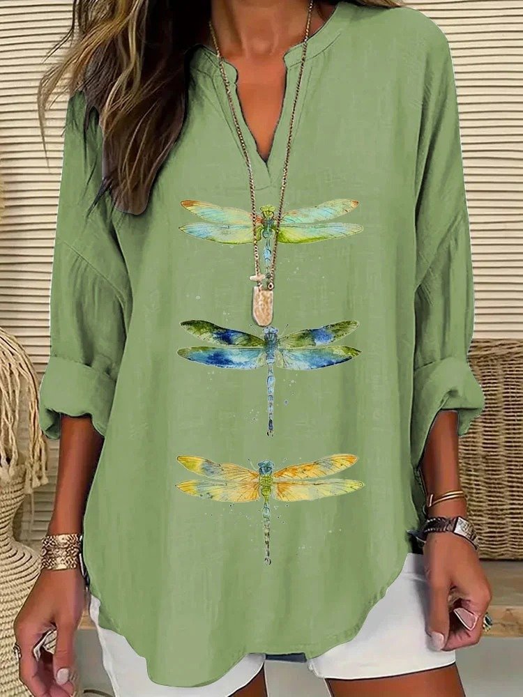 Casual Animal Shawl Collar Blouse