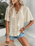 Women's Loose V Neck Short Sleeve Top Summer Going Out Casual Elegant Blouse
