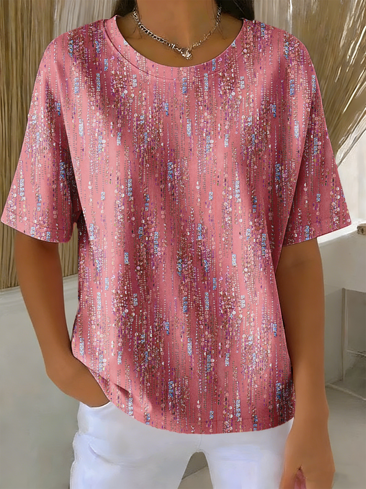 Regular Fit Casual Cotton Abstract T-Shirt