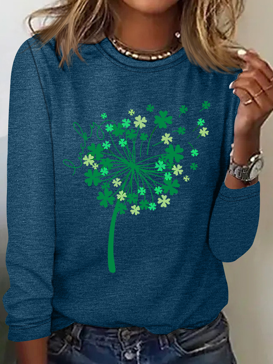St Patricks Day Dandelion Casual Long Sleeve Shirt
