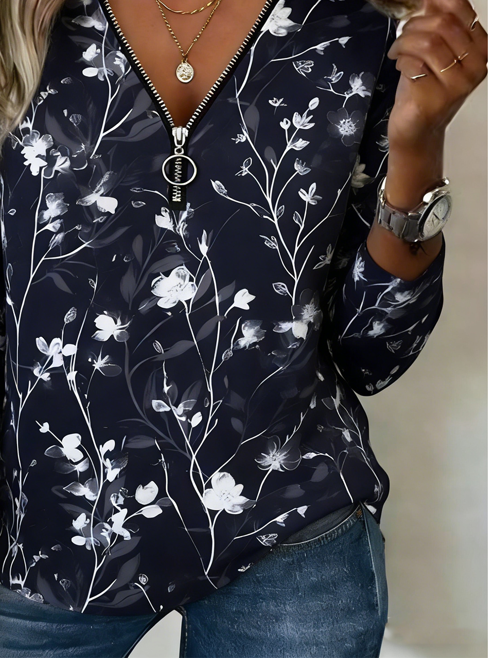 Cotton-Blend Vintage Floral T-Shirt