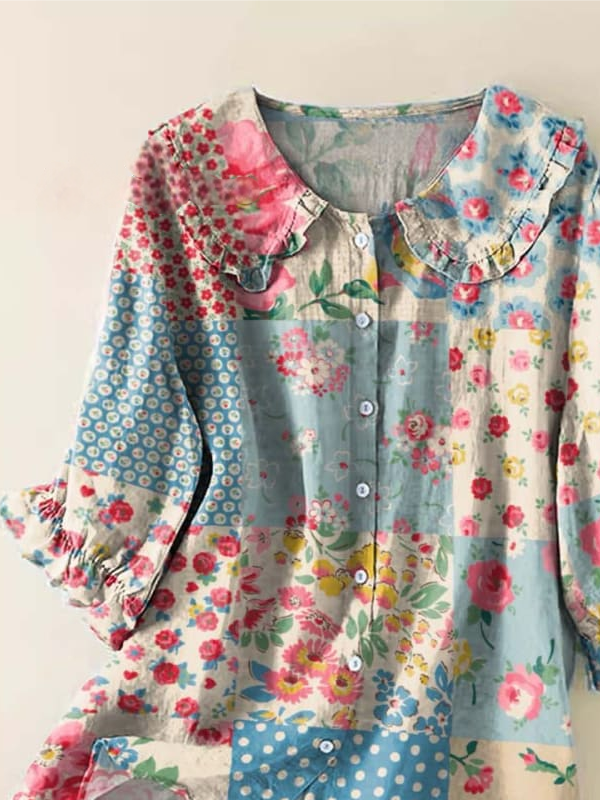Simple Loose Geometric Shawl Collar Shirt