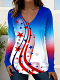 Cotton Gradient Pattern Loose Vintage T-Shirt
