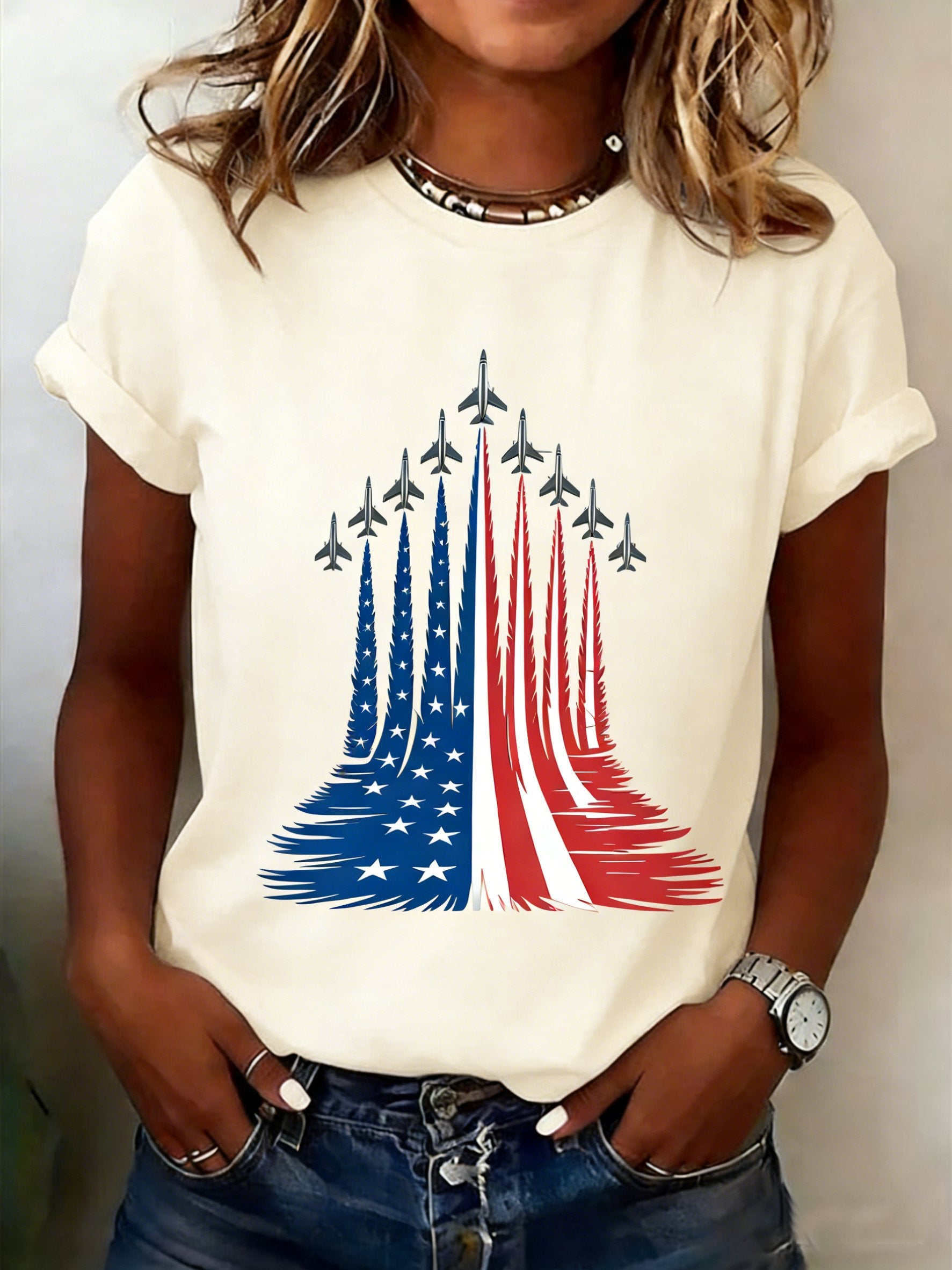3D Printing America Flag 250th Anniversary Crew Neck Short Sleeve Casual T-Shirt