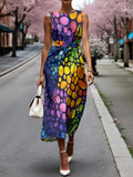 3D Printing Sleeveless Round Neck Easter Summer Casual Maxi Dress