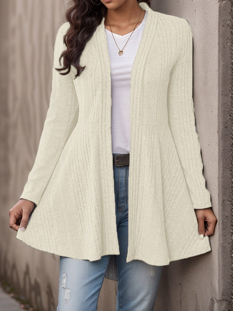 Basic Ribbed Brushed Casual Cardigan