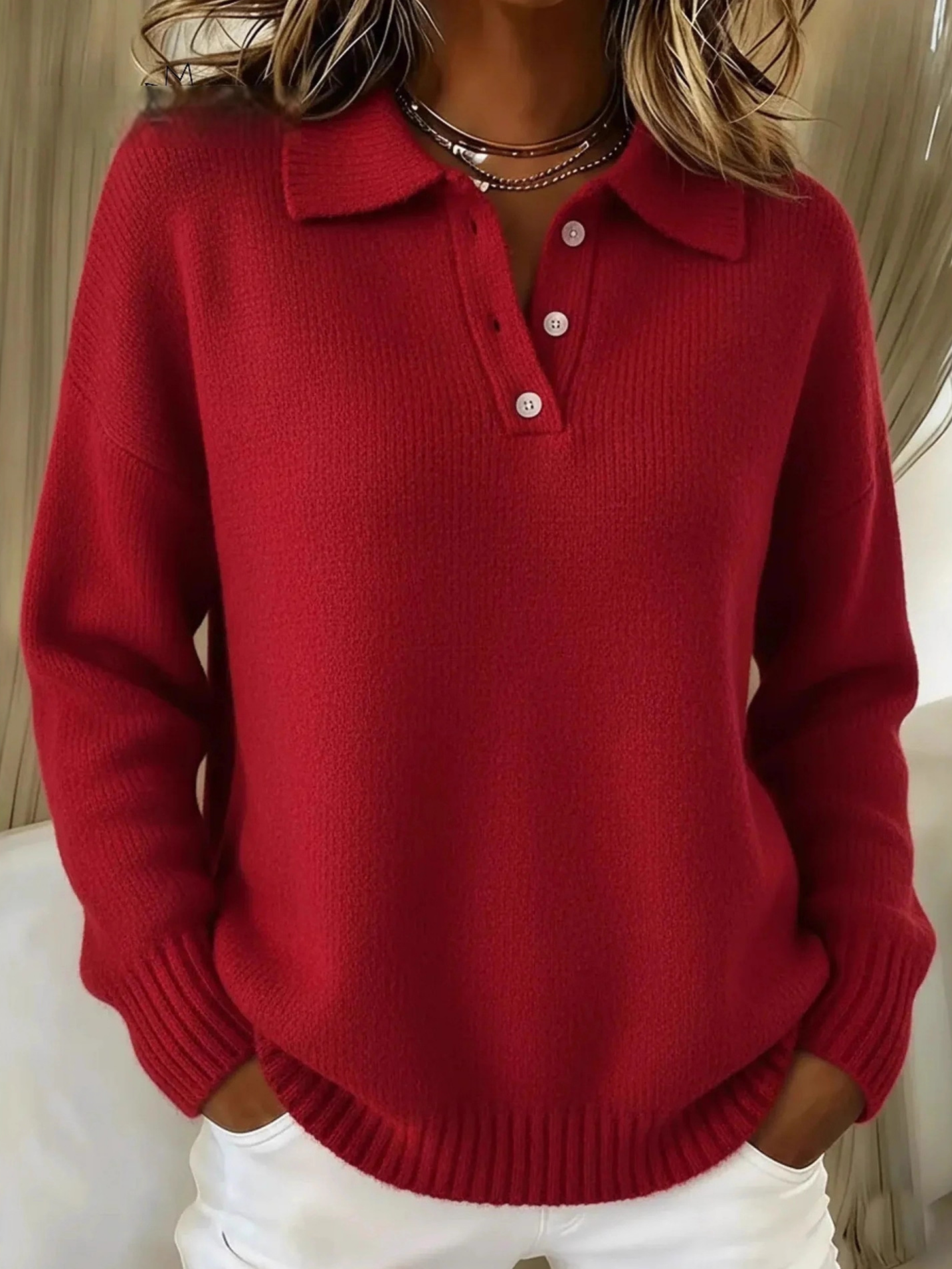 Shawl Collar Loose Casual Plain Sweater