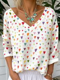 Casual V Neck Cotton-Blend T-Shirt