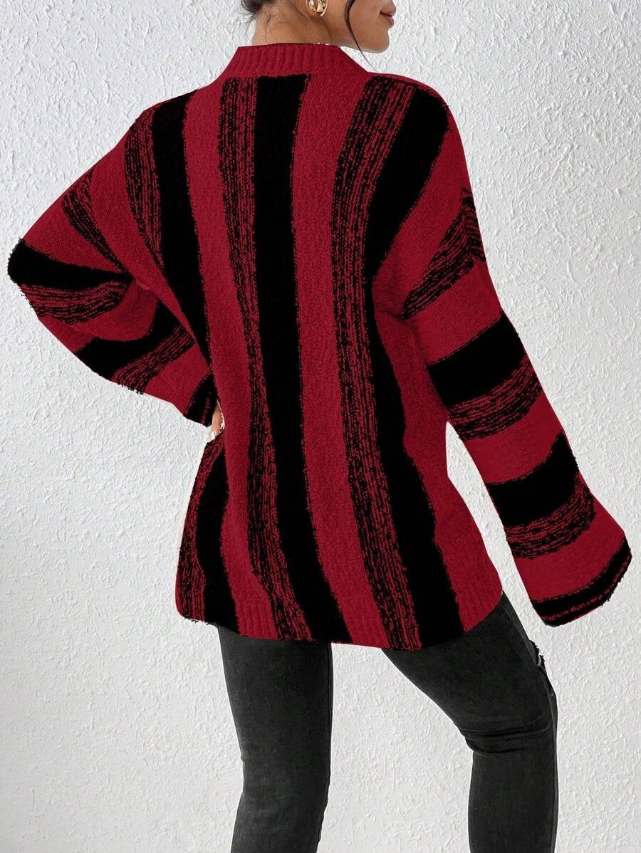 Simple Striped Wool/Knitting Split Joint Sweater