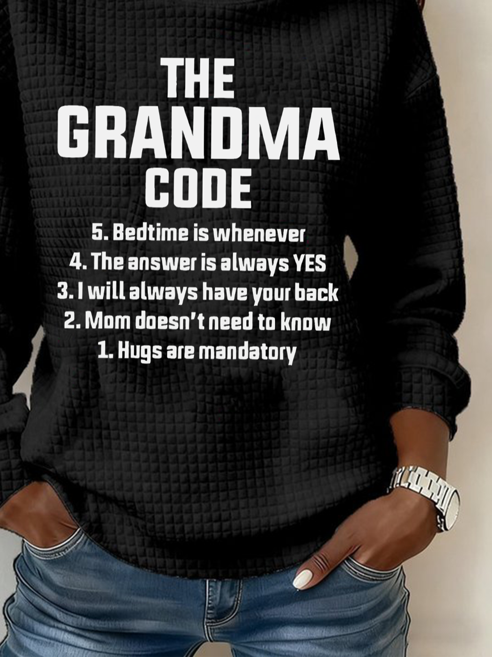 Loose Crew Neck Vintage Text Letters Sweatshirt