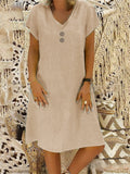 Casual Plain V Neck Midi Dress