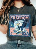 3D Printing America Flag 250th Anniversary Eagle Old Glory Crew Neck Short Sleeve Casual T-Shirt