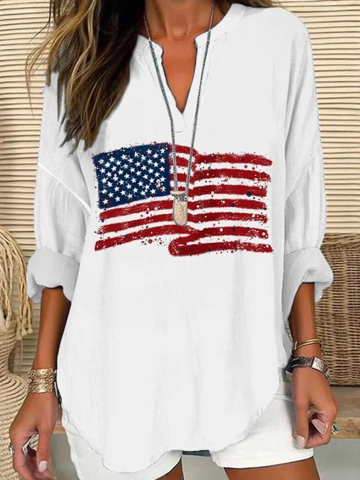 Cotton Casual V Neck Shirt