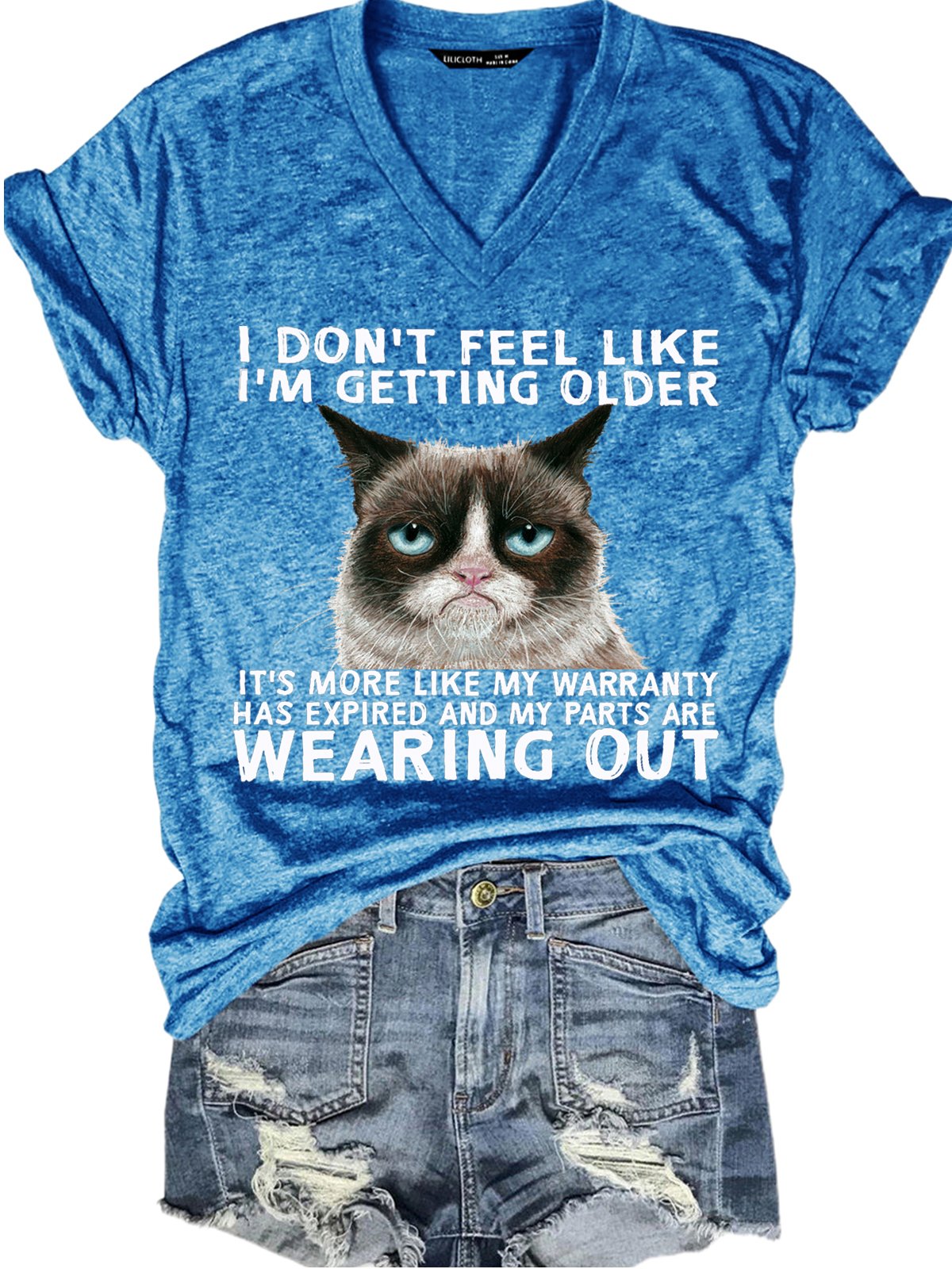 Women's Funny Qoute Grumpy Cat Crew Neck Loose Casual T-Shirt