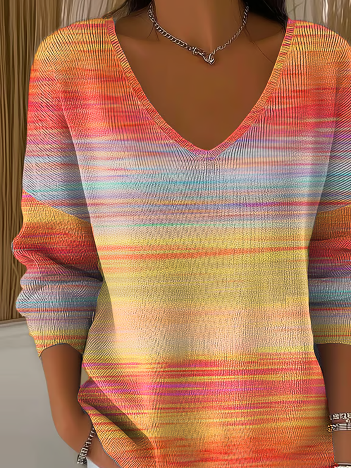 Regular Fit Casual Cotton V Neck Sweater