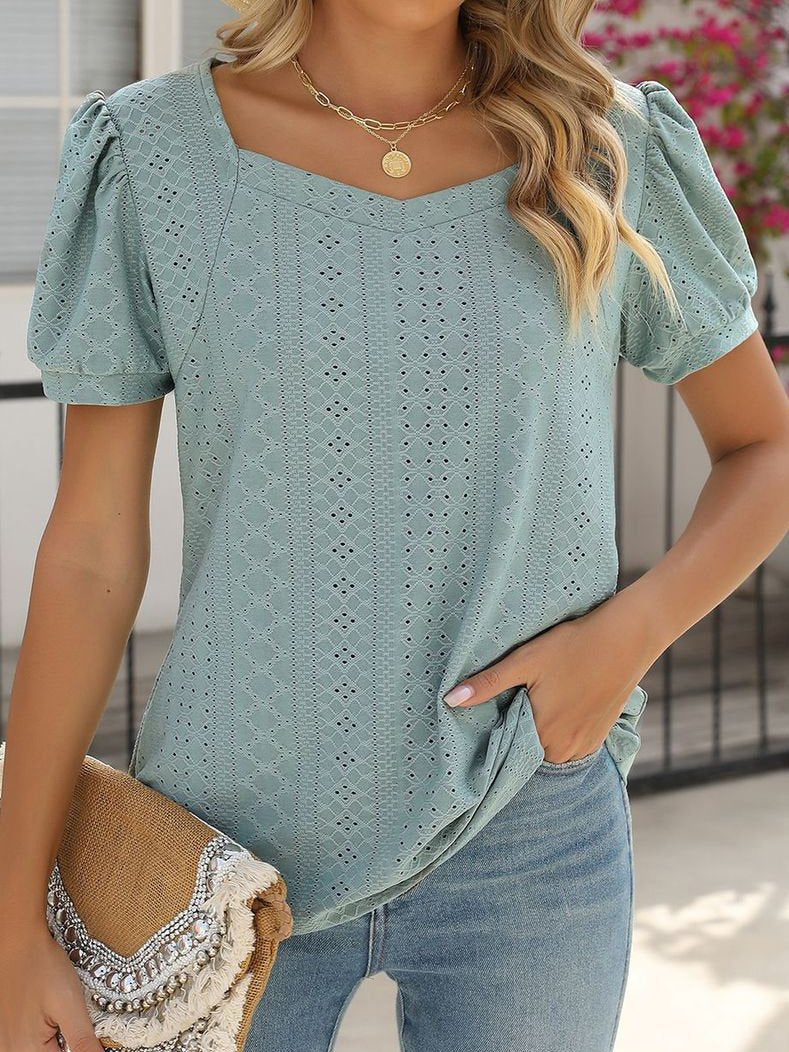 Casual Loose Sweetheart Neckline T-Shirt