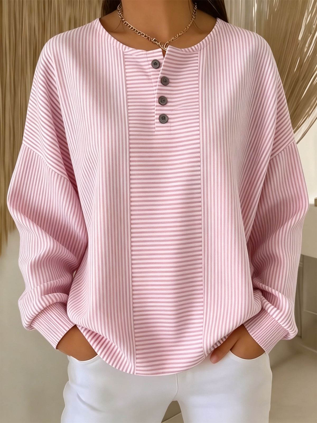 Casual Loose Striped Sweatshirt