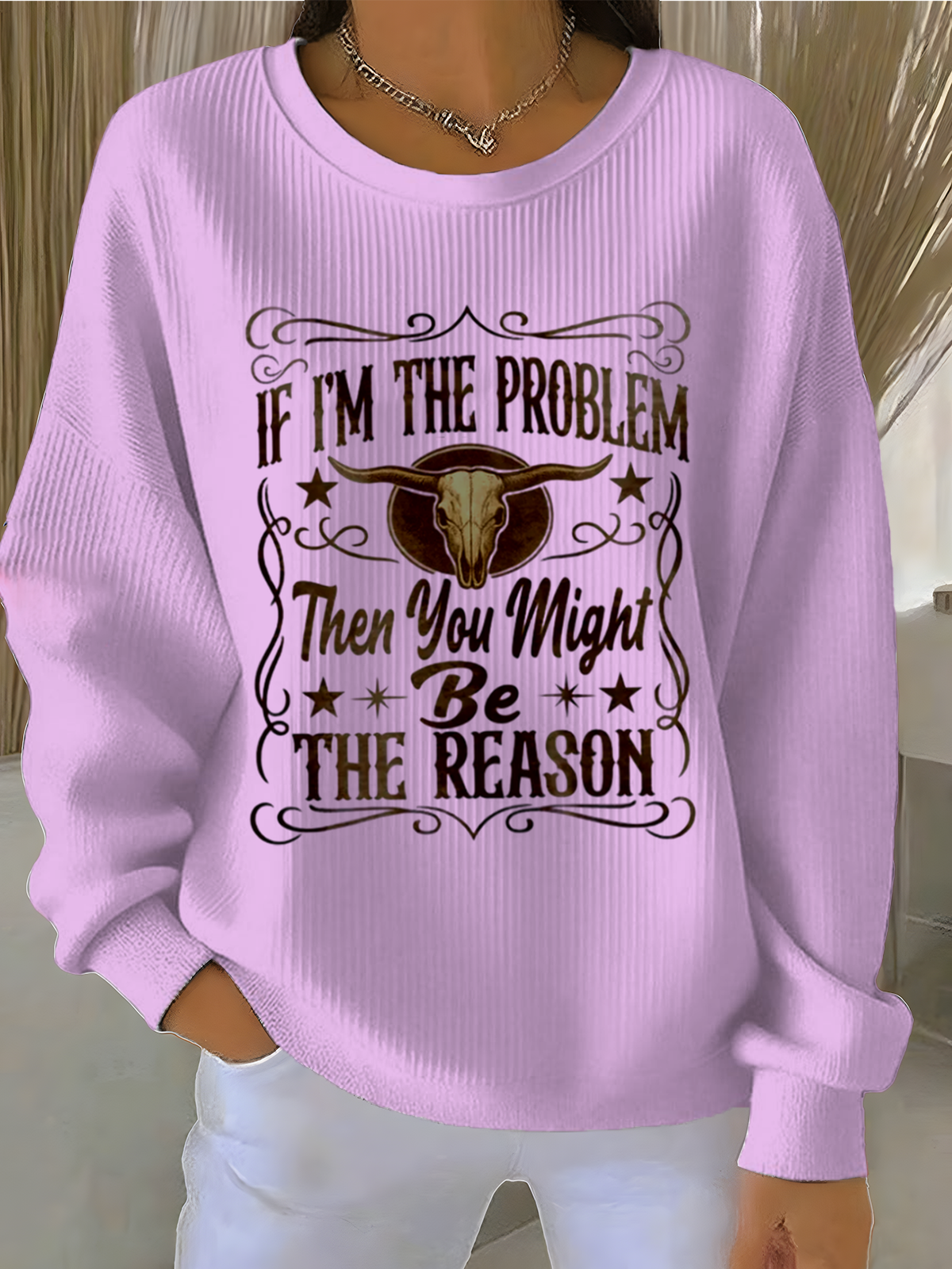 Simple Letter Pattern Cotton-Blend Sweatshirt