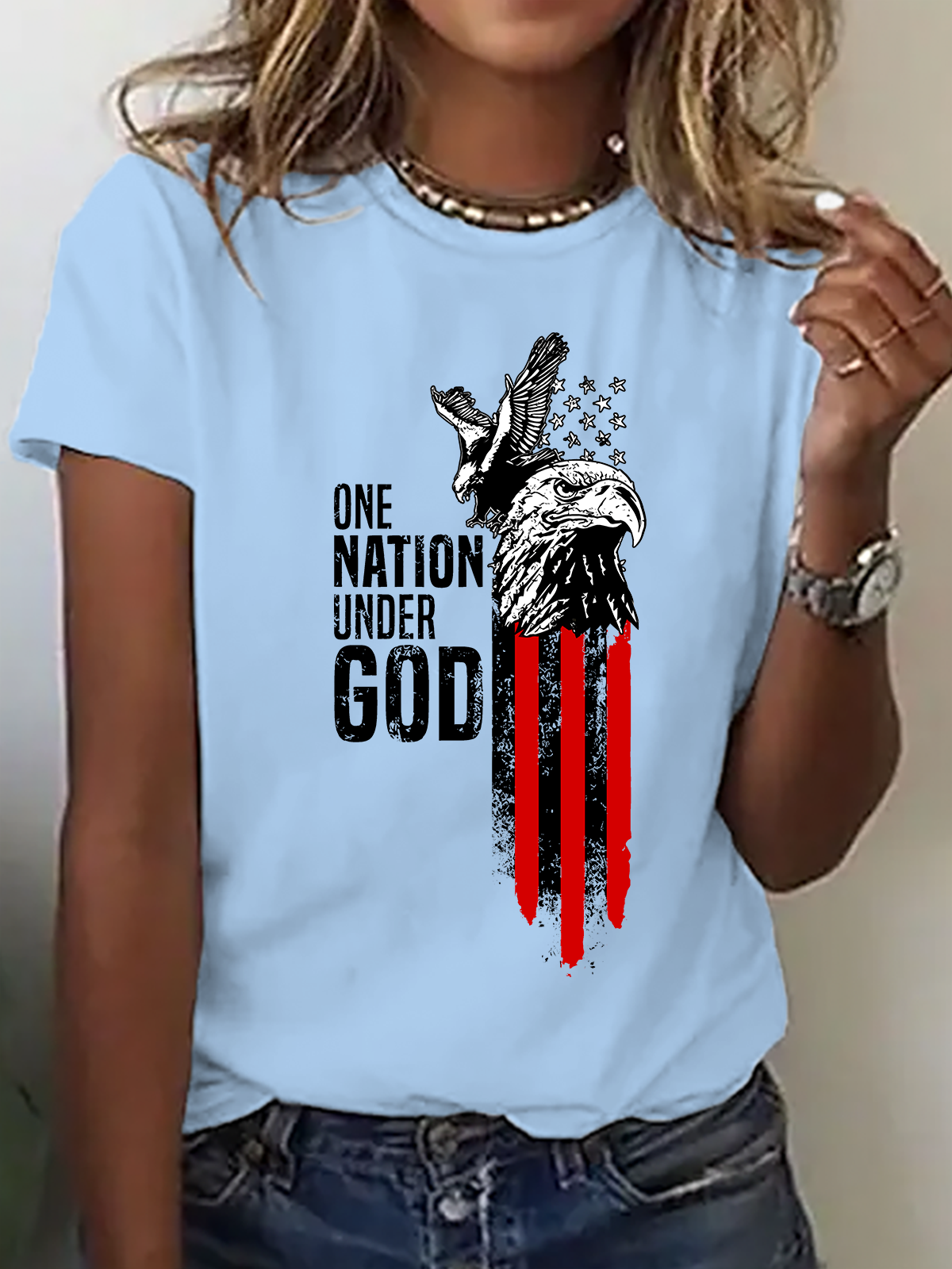 Women's one nation under god short-sleeved T-shirt