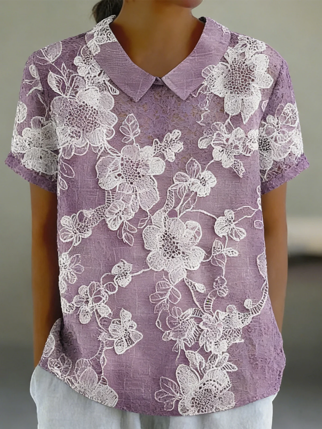 Shawl Collar Linen Blend Elegant Loose Shirt