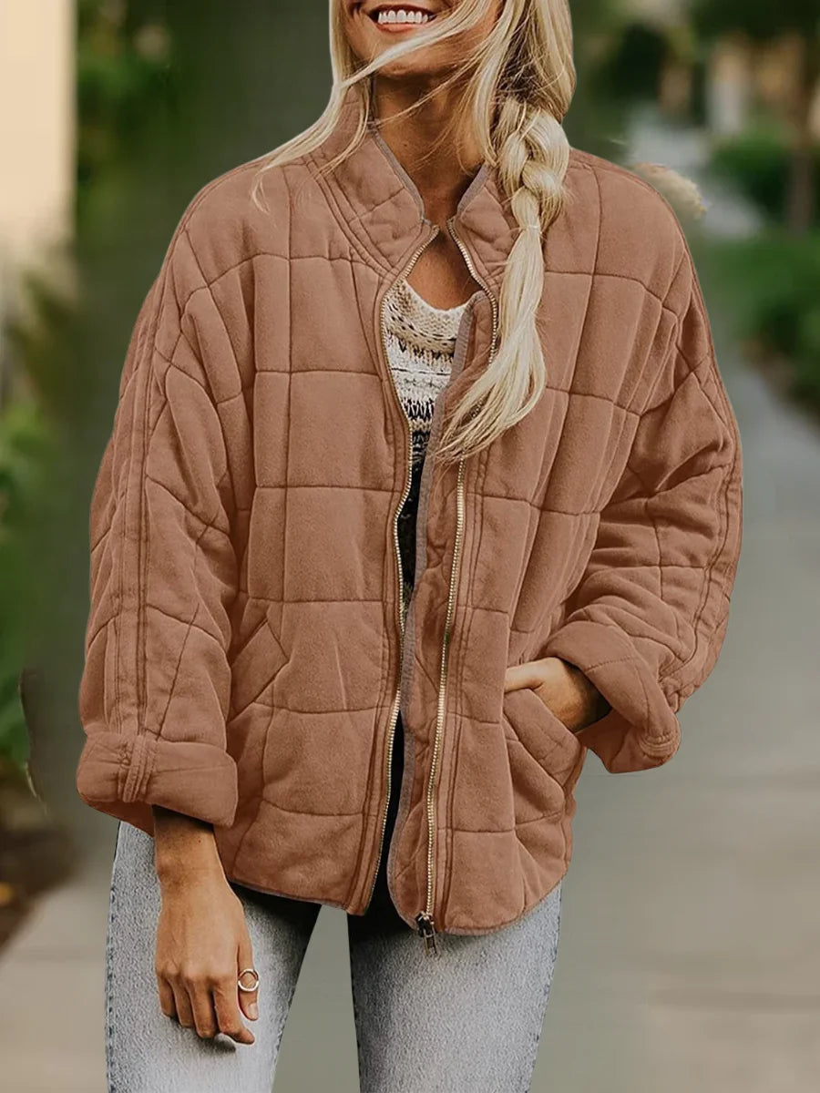 Lady Romance Stand Collar Loose Cotton-Padded jacket