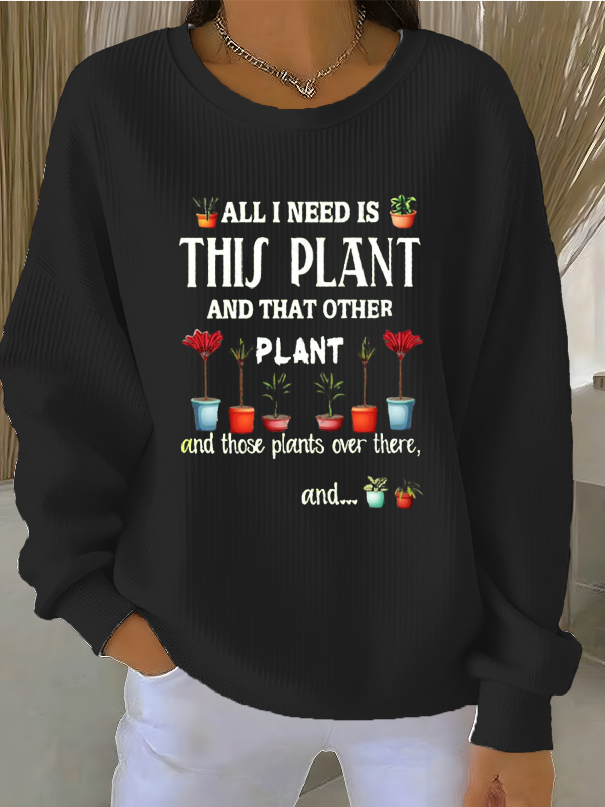Vintage Crew Neck Loose Text Letters Sweatshirt