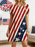 Women's 250th Anniversary Of The Founding Of the United States Independence Day Vintage Short Sleeve Crew Neck A-Line 3D Printing Daily Going Out Casual Mini Dress