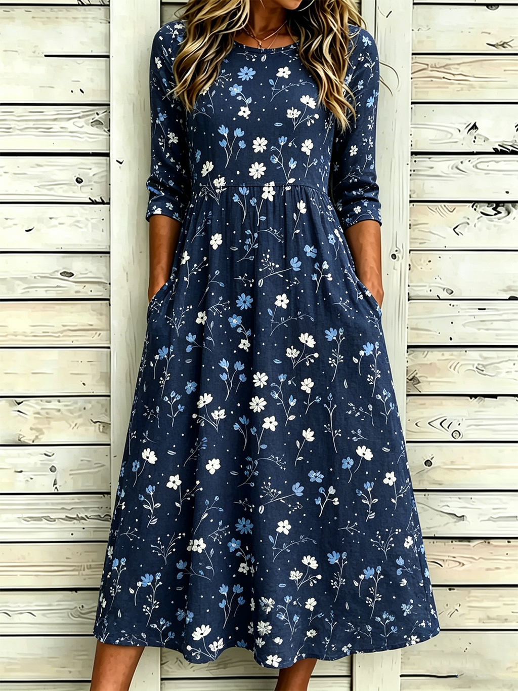 Loose Others Floral Vintage Dress With No