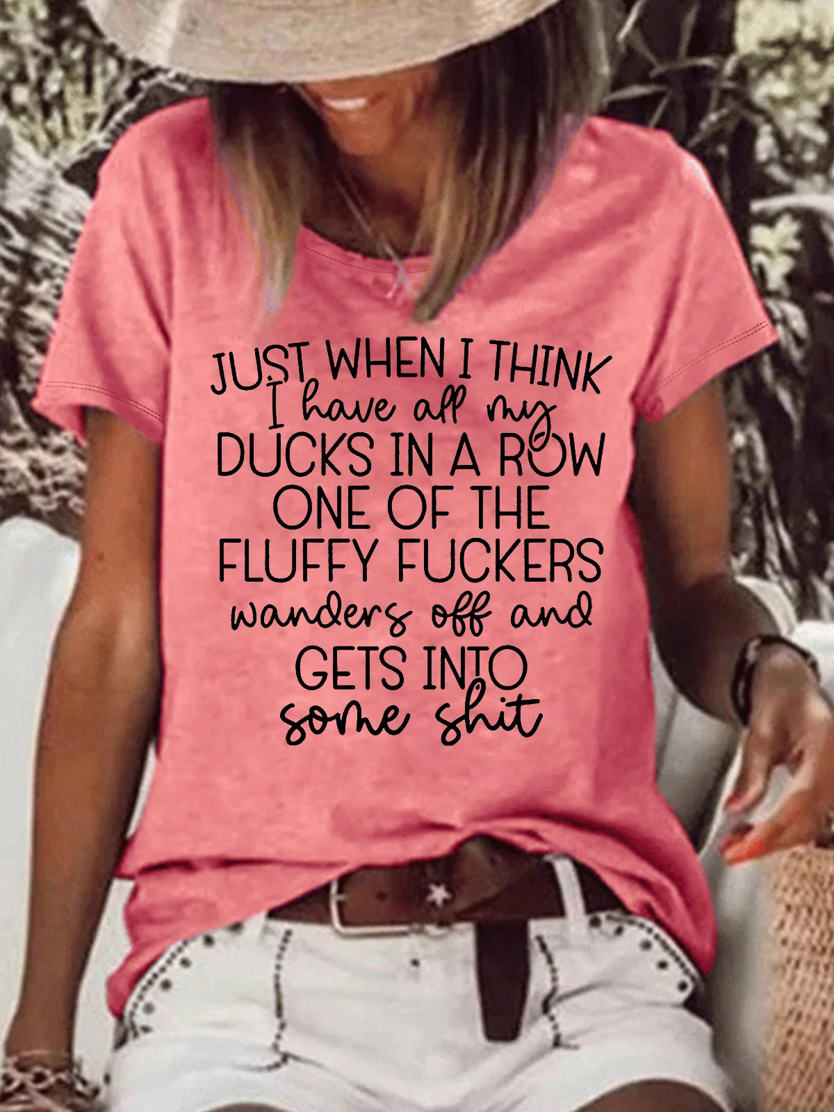 Women's Ducks In A Row Funny Letters Casual T-Shirt