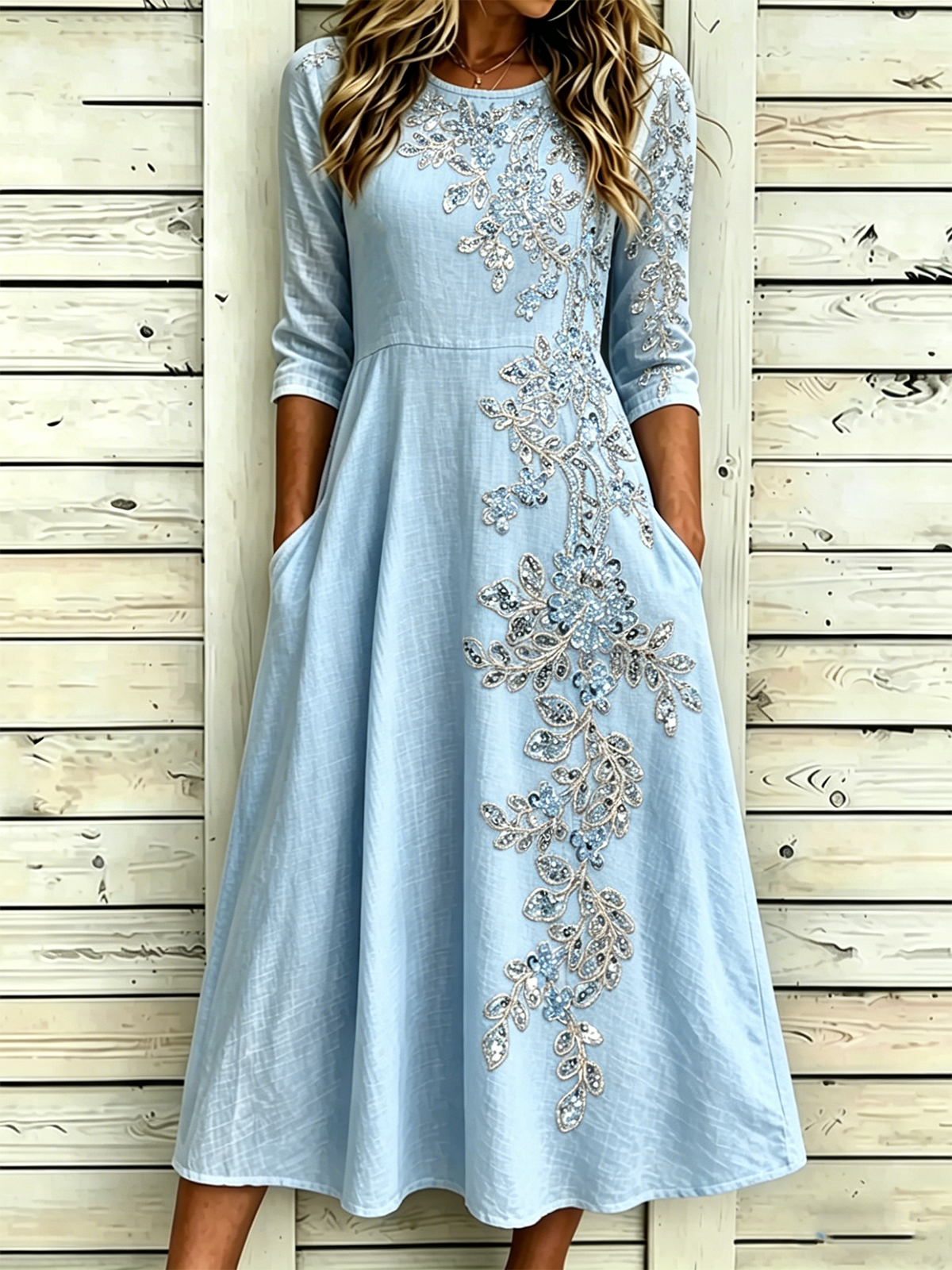 Loose Floral Others Elegant Dress With No