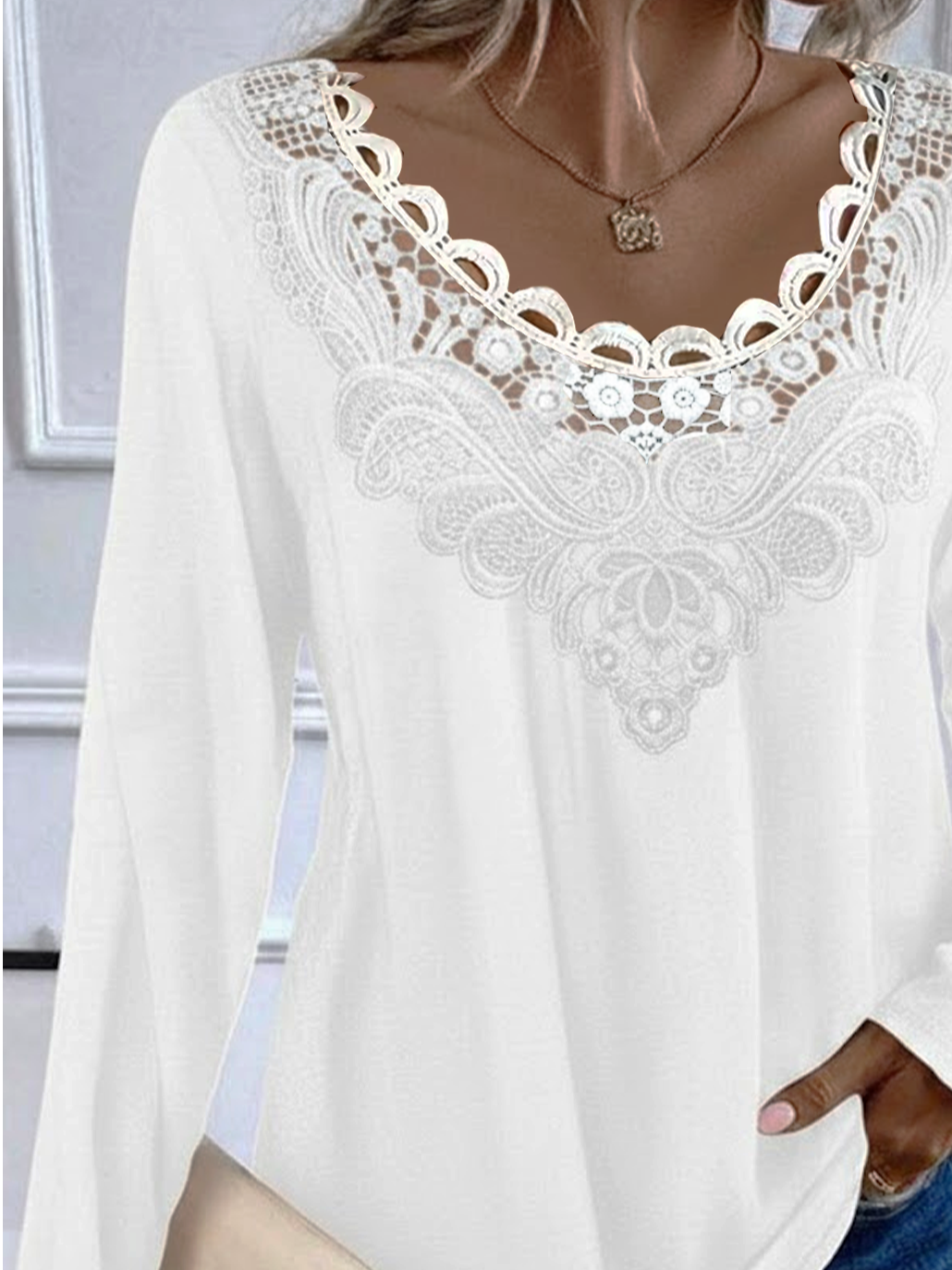 Women's Long Sleeve T-shirt Spring/Fall White Plain Printing Crew Neck Daily Going Out Casual Top