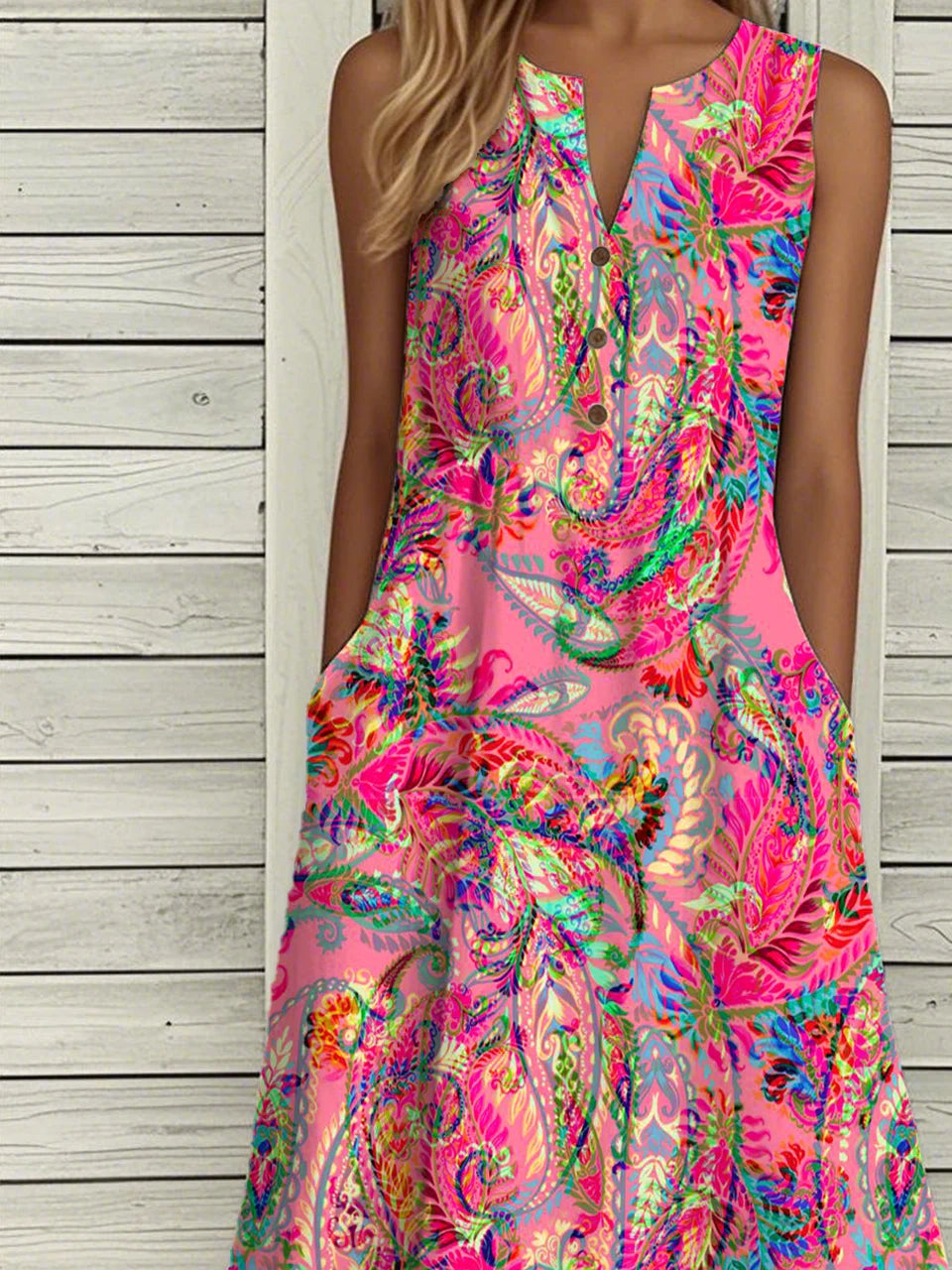 Loose Buckle Casual Dress With No