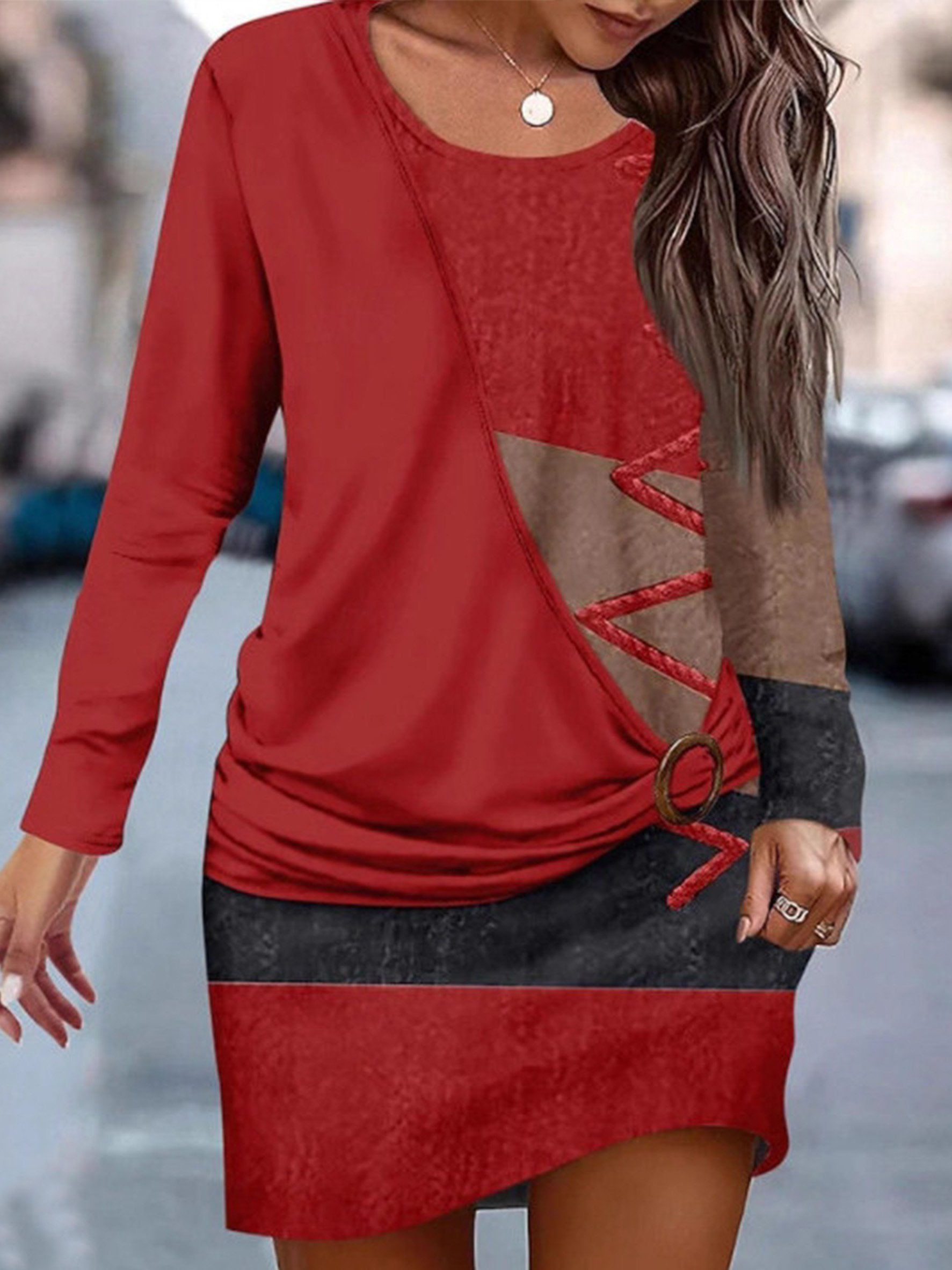 Floral Pattern Fake 2in 1 Casual Dress