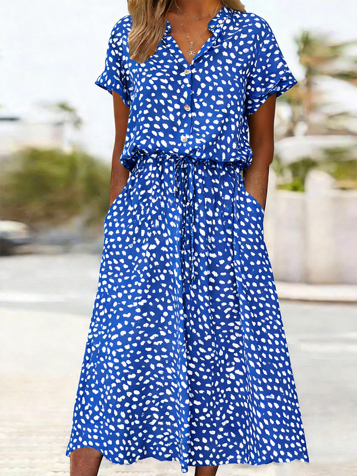 Abstract Polka Dots Elegant Others Loose Dress With No