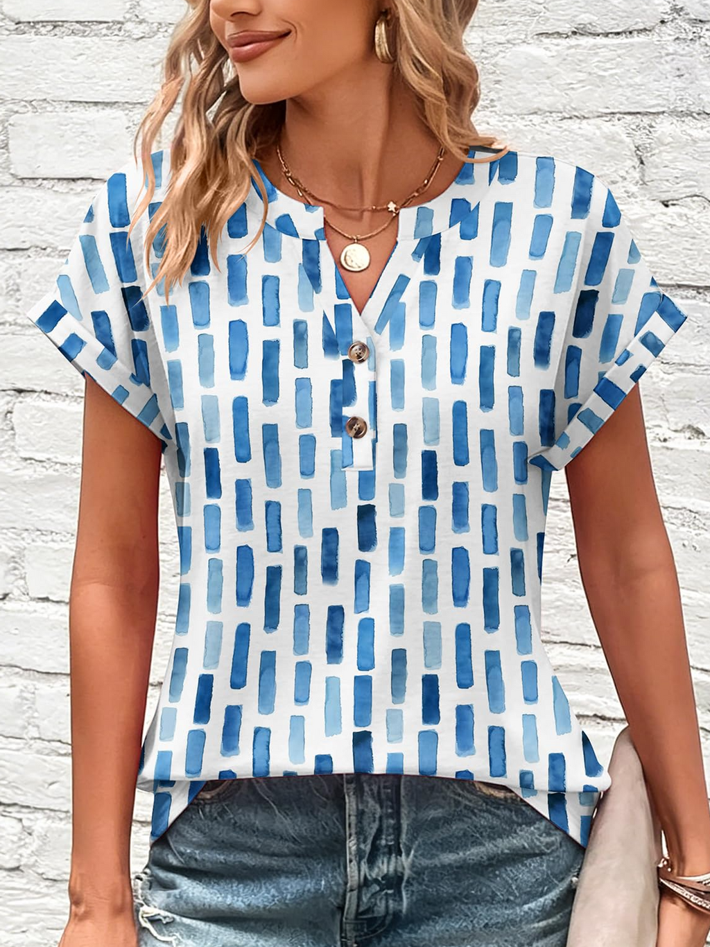 Cotton Elegant Geometric T-Shirt