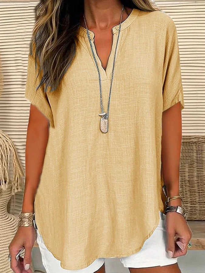 Simple Shawl Collar Loose Blouse