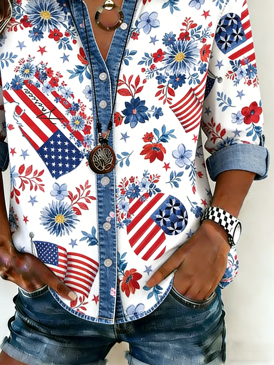 Loose Gradient Pattern Others Casual Shirt