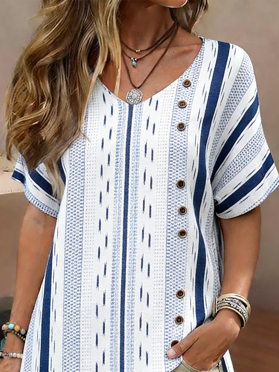 Elegant Cotton And Linen Floral Loose Shirt
